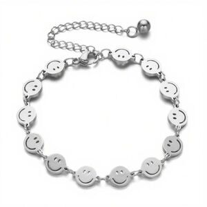 Silver Smiley Face Bracelet N1343